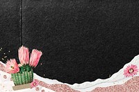 Black cactus border background