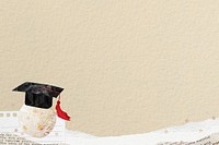 Beige paper textured background, graduation cap border
