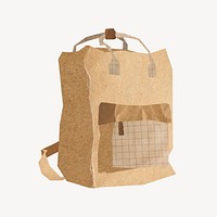 Brown backpack, paper craft element