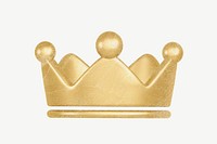 Gold crown, 3D collage element psd