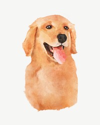 Golden Retriever dog, paper craft collage element psd