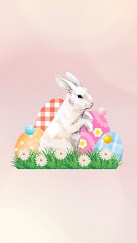 Easter bunny and eggs iPhone wallpaper, creative remix