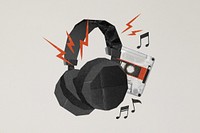 Headphones and cassette tape, music remix