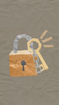 Lock and key iPhone wallpaper, paper craft remix