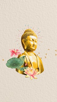 Buddha statue iPhone wallpaper, spirituality creative remix