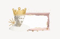 Greek Goddess queen statue, ripped paper remix