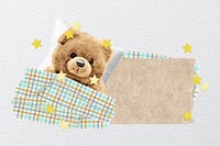 Cute teddy bear, ripped paper remix