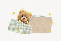 Cute teddy bear, ripped paper remix