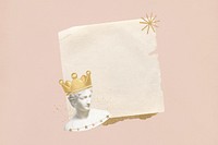 Greek Goddess queen statue, note paper remix