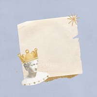 Greek Goddess queen statue, note paper remix