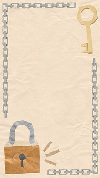 Lock and key iPhone wallpaper, paper textured design