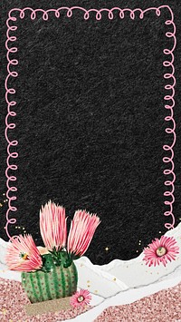 Cactus flower frame iPhone wallpaper