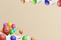 Beige paper textured background, party balloons border