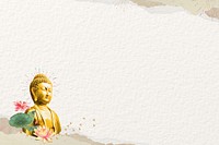 Beige paper textured background, Buddha statue border