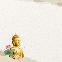 Beige paper textured background, Buddha statue border