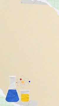 Science experiment border iPhone wallpaper, paper textured design