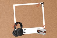 Music aesthetic  instant film frame, creative remix