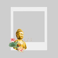 Buddha statue instant film frame, creative remix