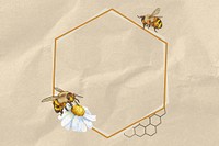 Bees and flower frame background
