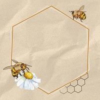 Bees and flower frame background