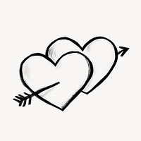 Two hearts arrow doodle illustration design