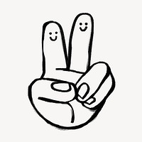 V hand sign doodle illustration design