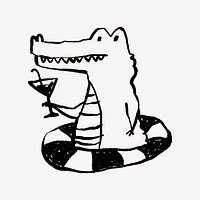 Alligator summer time doodle illustration design