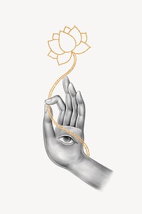 Hamsa lotus, spiritual illustration, design resource