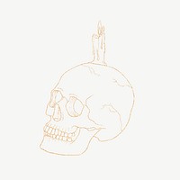 Golden skull, spiritual illustration psd