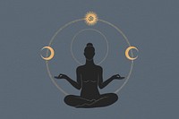 Moon yoga, spiritual illustration, design resource