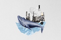 Ocean industrial waste pollution collage illustration