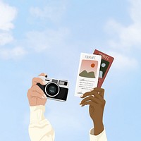 Travel guide, aesthetic illustration, design resource