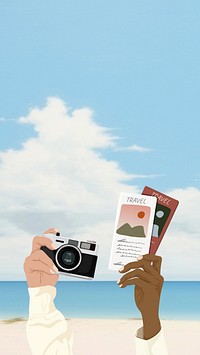 Travel guide, aesthetic illustration, design resource