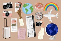 Travel collection, set aesthetic illustration