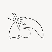 Beach wave, minimal line art illustration vector