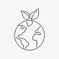 Sprout globe Earth, minimal line art illustration