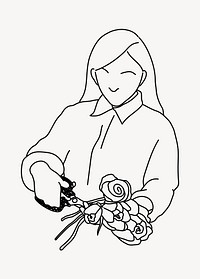 Florist cutting flower doodle illustration design