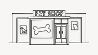 Pet shop front view doodle illustration vector