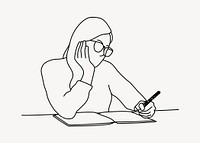 Woman writing doodle illustration vector