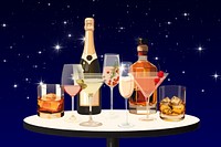 Fancy cocktail bar aesthetic vector illustration