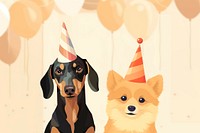 Cute birthday dogs, aesthetic illustration remix