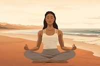 Yoga woman meditating, aesthetic illustration remix