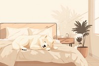 Samoyed dog sleeping, aesthetic illustration remix