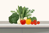 Healthy vegetables, aesthetic illustration remix