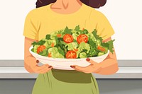 Healthy salad, aesthetic illustration remix