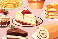Delicious desserts, aesthetic illustration remix
