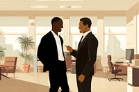 Businessmen talking, aesthetic illustration remix