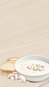 Mushroom soup mobile phone, food digital art design