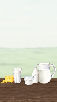 Dairy products mobile phone, food digital art design