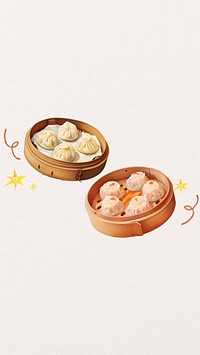 Chinese xiaolongbao mobile phone, food digital art design